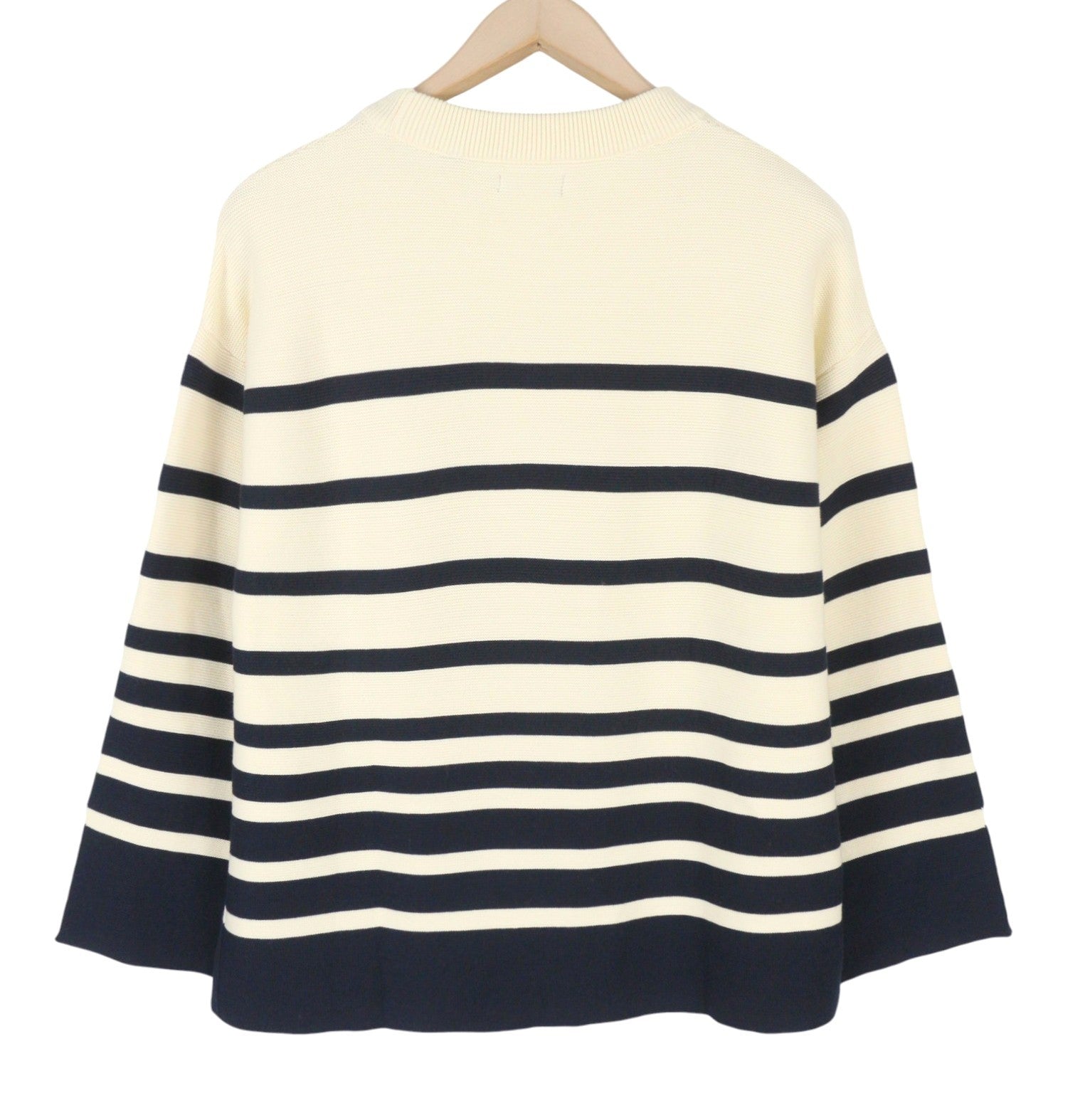 GANT Breton Stripe C-Neck Women Jumper XS Cream Tight-Knit Stretch Pullover