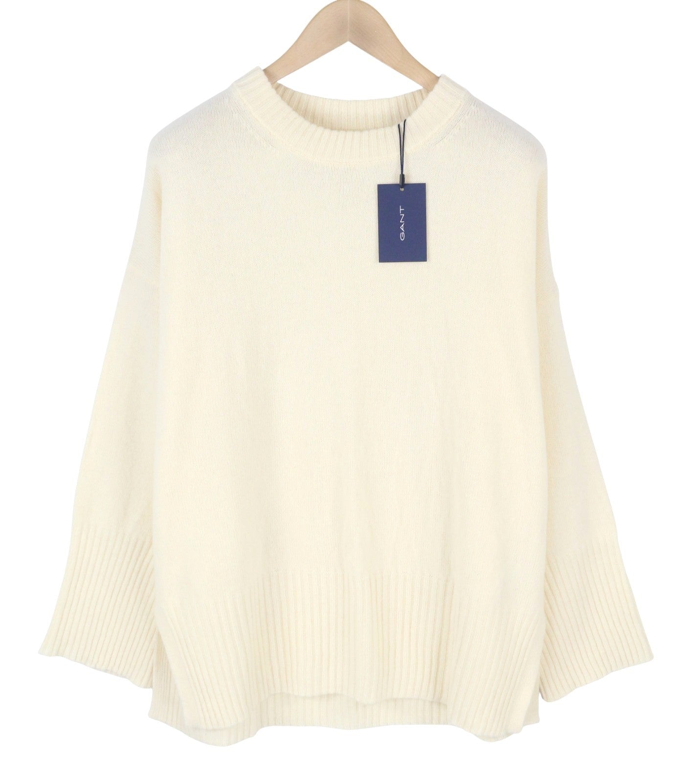 GANT Lounge C-Neck Women Jumper XL Cream Wool Cashmere Knit Pullover