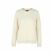 GANT Lambswool Cable C-Neck Women Jumper L Cream Wool Blend Knit Pullover