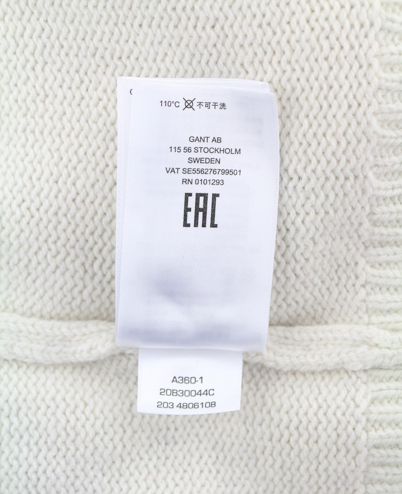 GANT Archive Shield Turtleneck Women Jumper XL Cream Wool Blend Knit Pullover