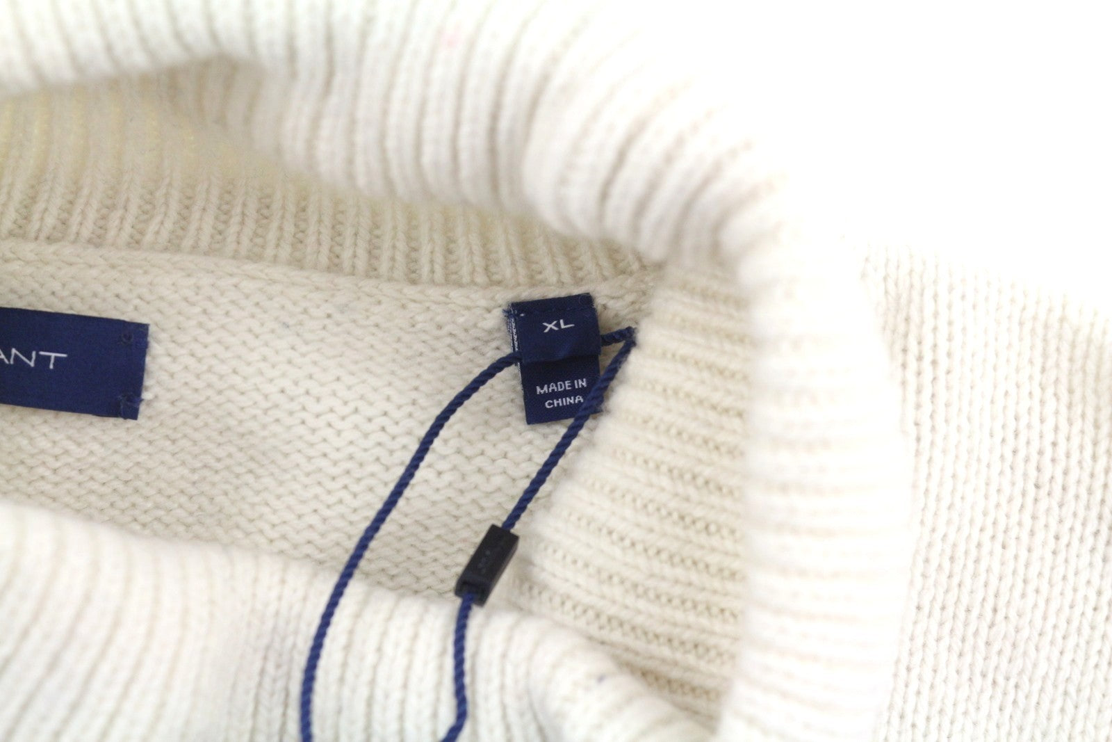 GANT Archive Shield Turtleneck Women Jumper XL Cream Wool Blend Knit Pullover