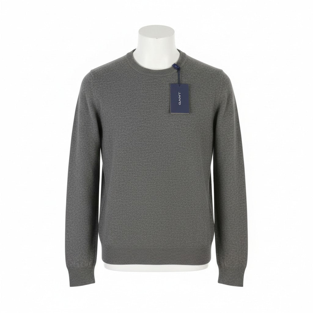 GANT Superfine Lambswool C-Neck Women Jumper L Dark Grey Melange Knit Pullover