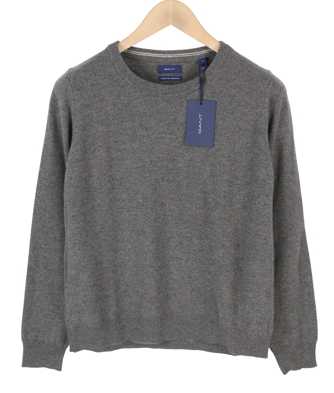 GANT Superfine Lambswool C-Neck Women Jumper L Dark Grey Melange Knit Pullover