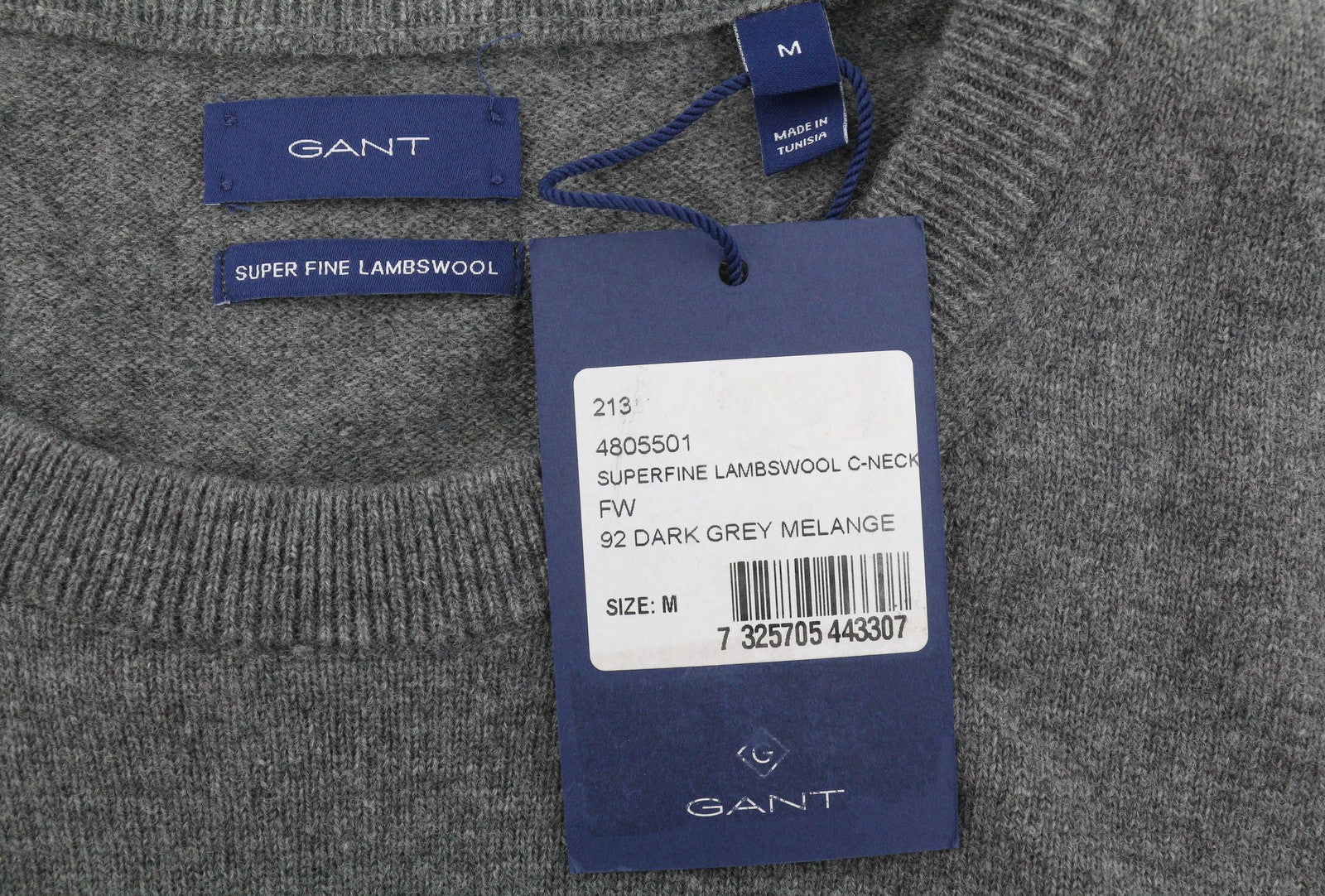 GANT Superfine Lambswool C-Neck Women Jumper M Dark Grey Melange Knit Pullover