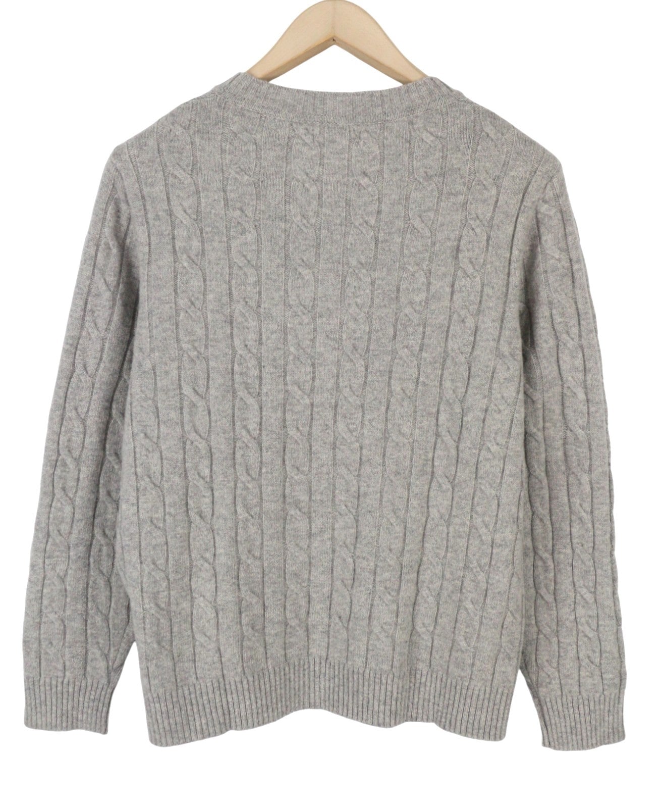 GANT Lambswool Cable C-Neck Women Jumper L Light Grey Knit Pullover