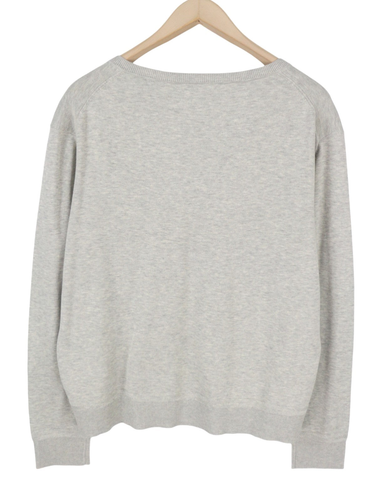 GANT Light Cotton V Neck Women Jumper 2XL Light Grey Melange Knit Pullover