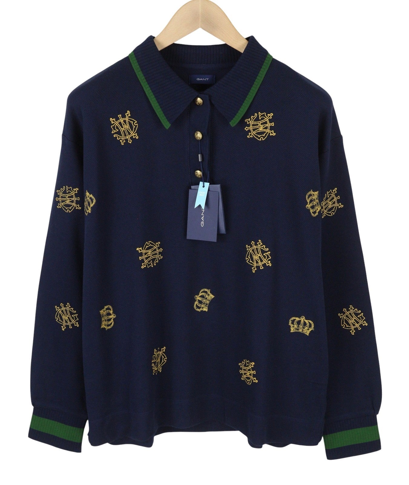 GANT Crowns Heavy Rugger Women Jumper XL Evening Blue Embroidered Polo