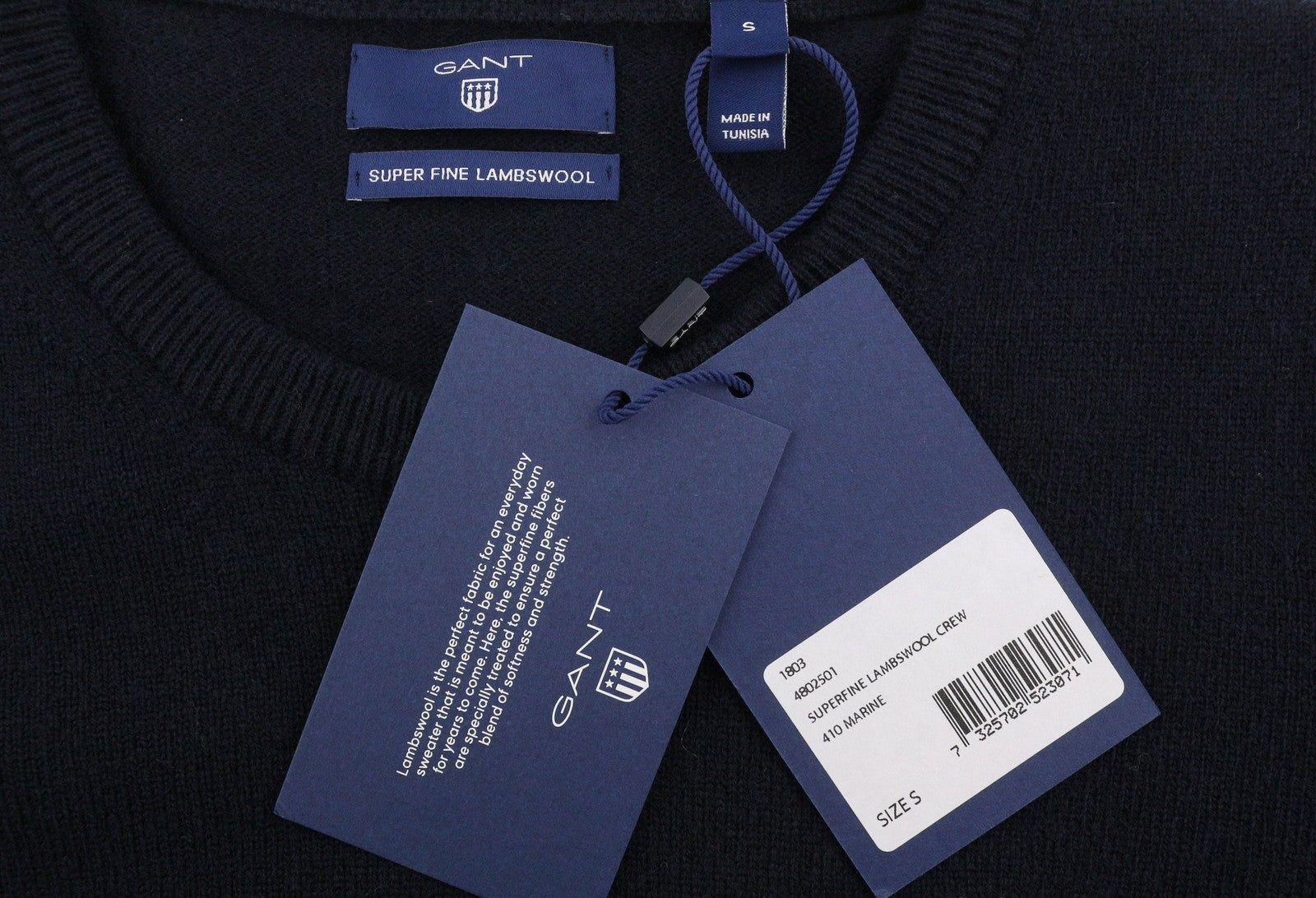 GANT Superfine Lambswool Crew Women Jumper S Marine Tight-Knit Pullover