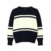 GANT Block Striped C-Neck Women Jumper 2XL Evening Blue Alpaca Wool Blend