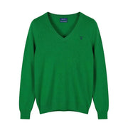 GANT Extrafine Lambswool V-Neck Women Jumper 2XL Lavish Green Tight Pullover