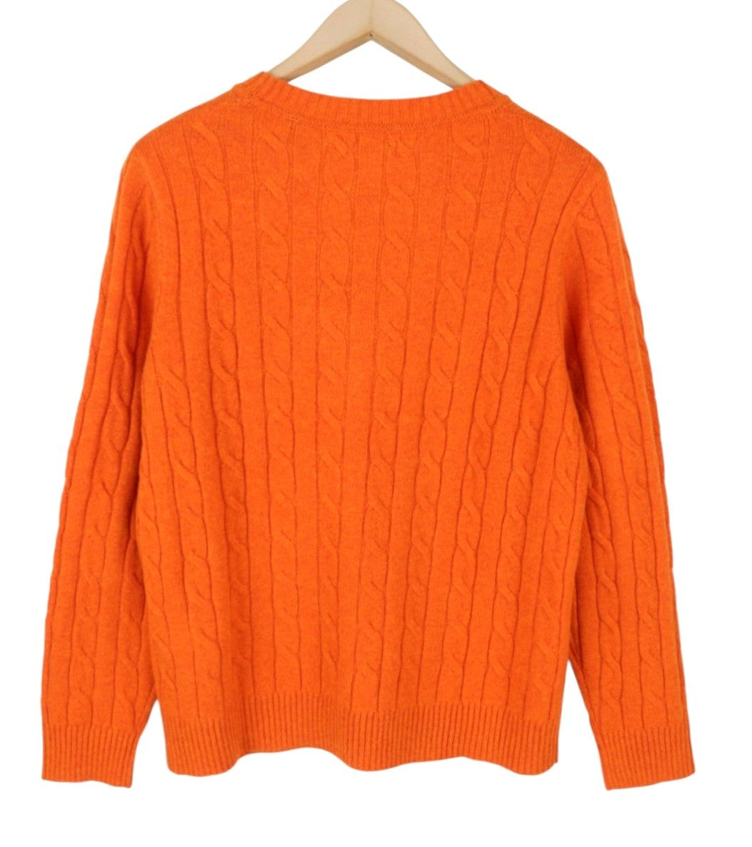 GANT Lambswool Cable C-Neck Women Jumper L Golden Orange Knit Pullover