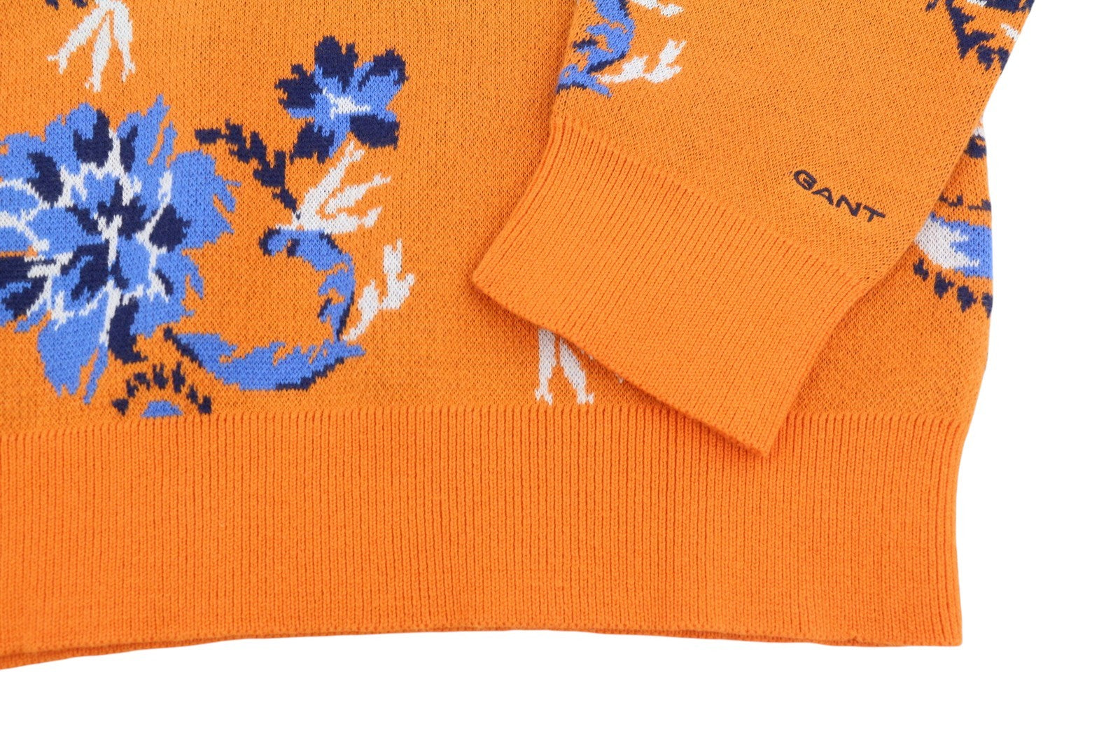 GANT Marine Paisley Knit Crew Women Jumper M Amberglow Floral Print Pullover