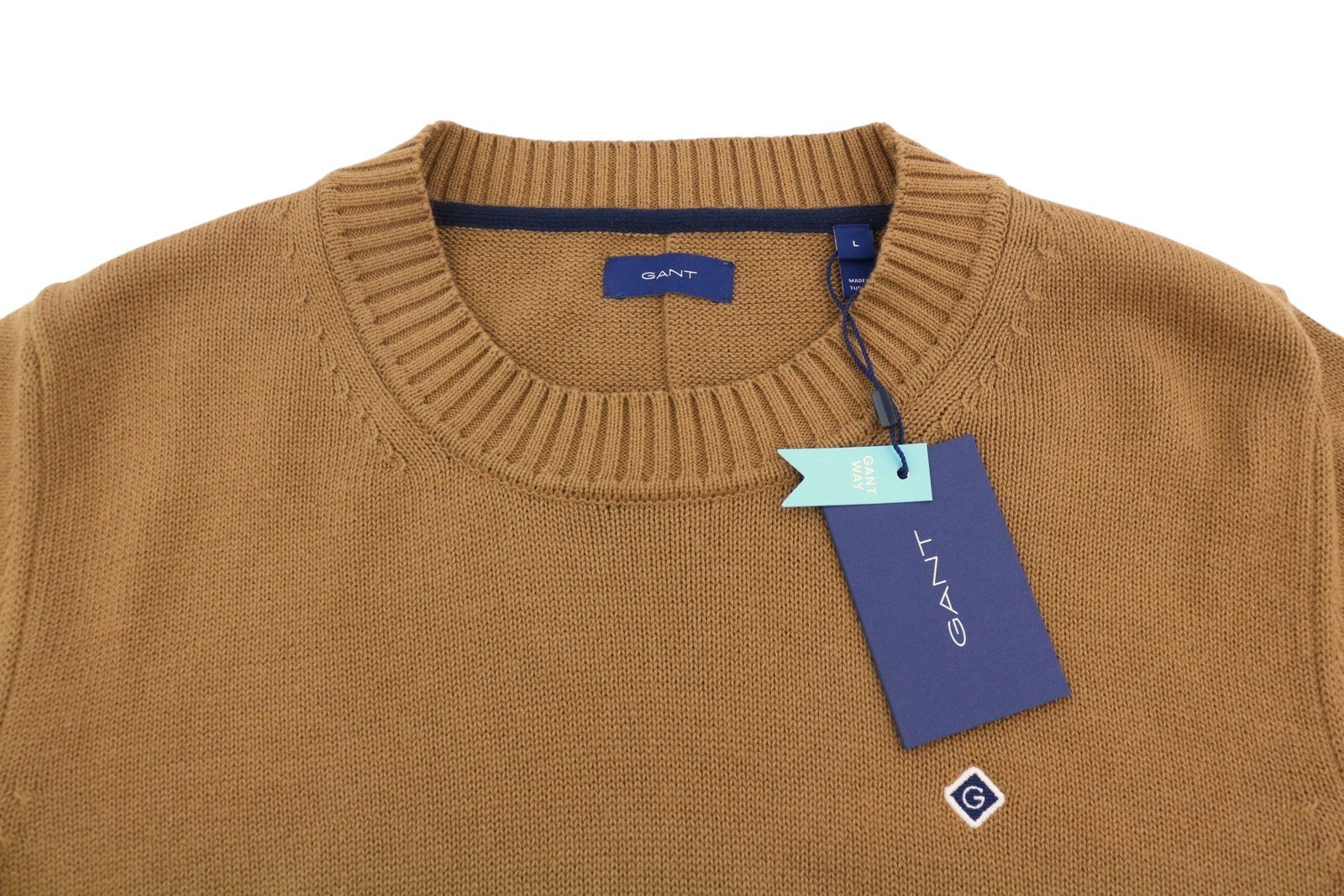 GANT Icon G Cotton C-Neck Women Jumper L Roasted Walnut Organic Knit Pullover