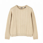 GANT Winter Faded Cable Crew Women Jumper 2XL Warm Khaki Wool Blend Pullover