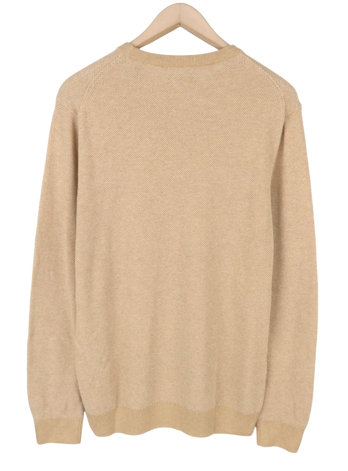 GANT Multi Texture Pique C-Neck Men Jumper L Khaki Melange Crew Neck Pullover