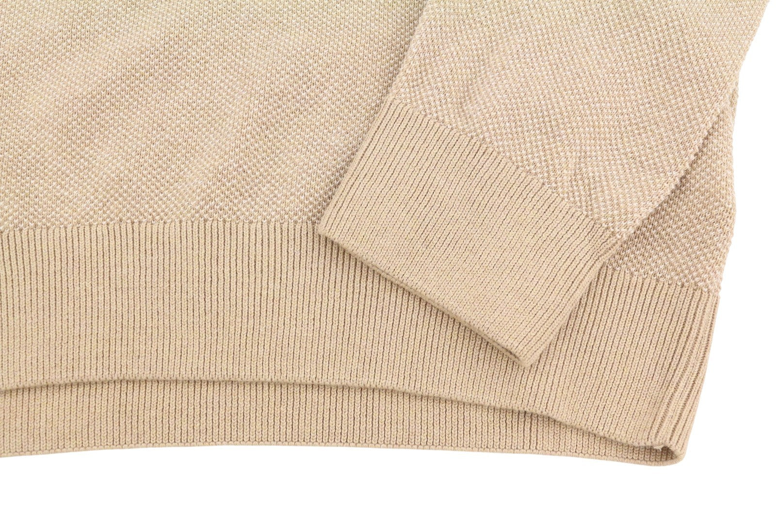 GANT Multi Texture Pique C-Neck Men Jumper L Khaki Melange Crew Neck Pullover