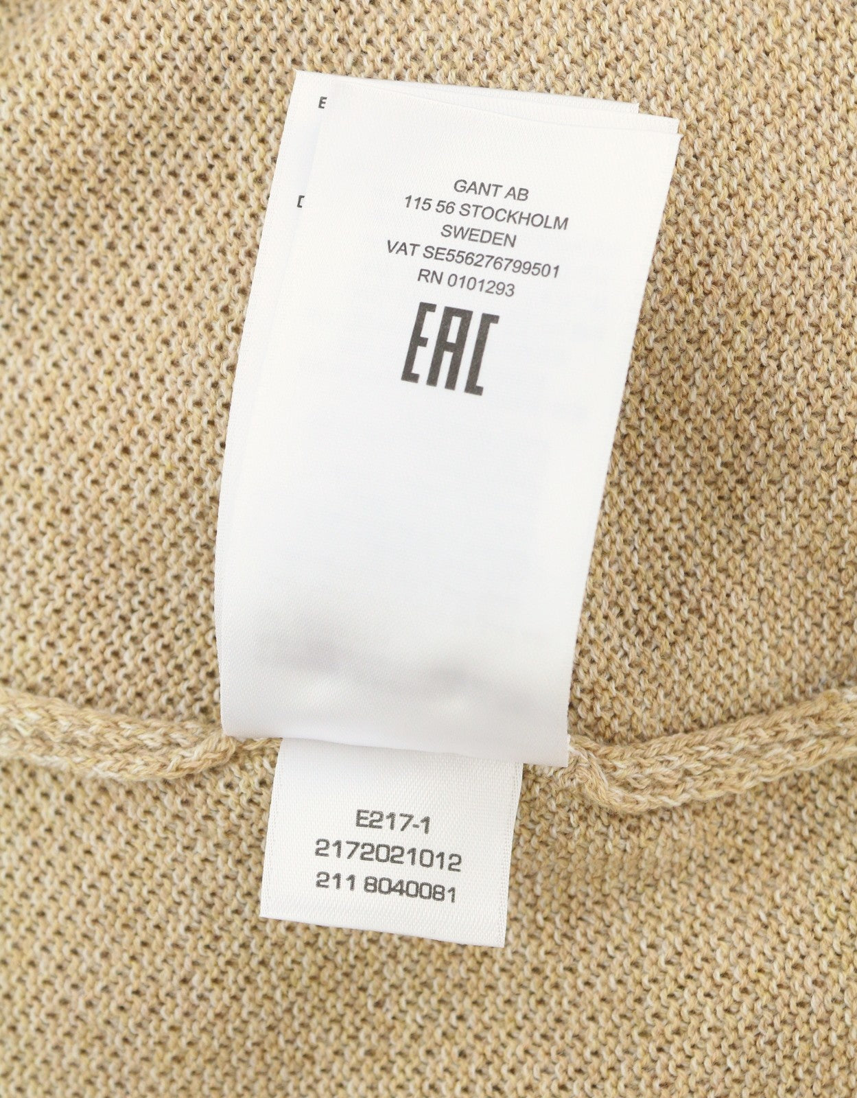 GANT Multi Texture Pique C-Neck Men Jumper L Khaki Melange Crew Neck Pullover