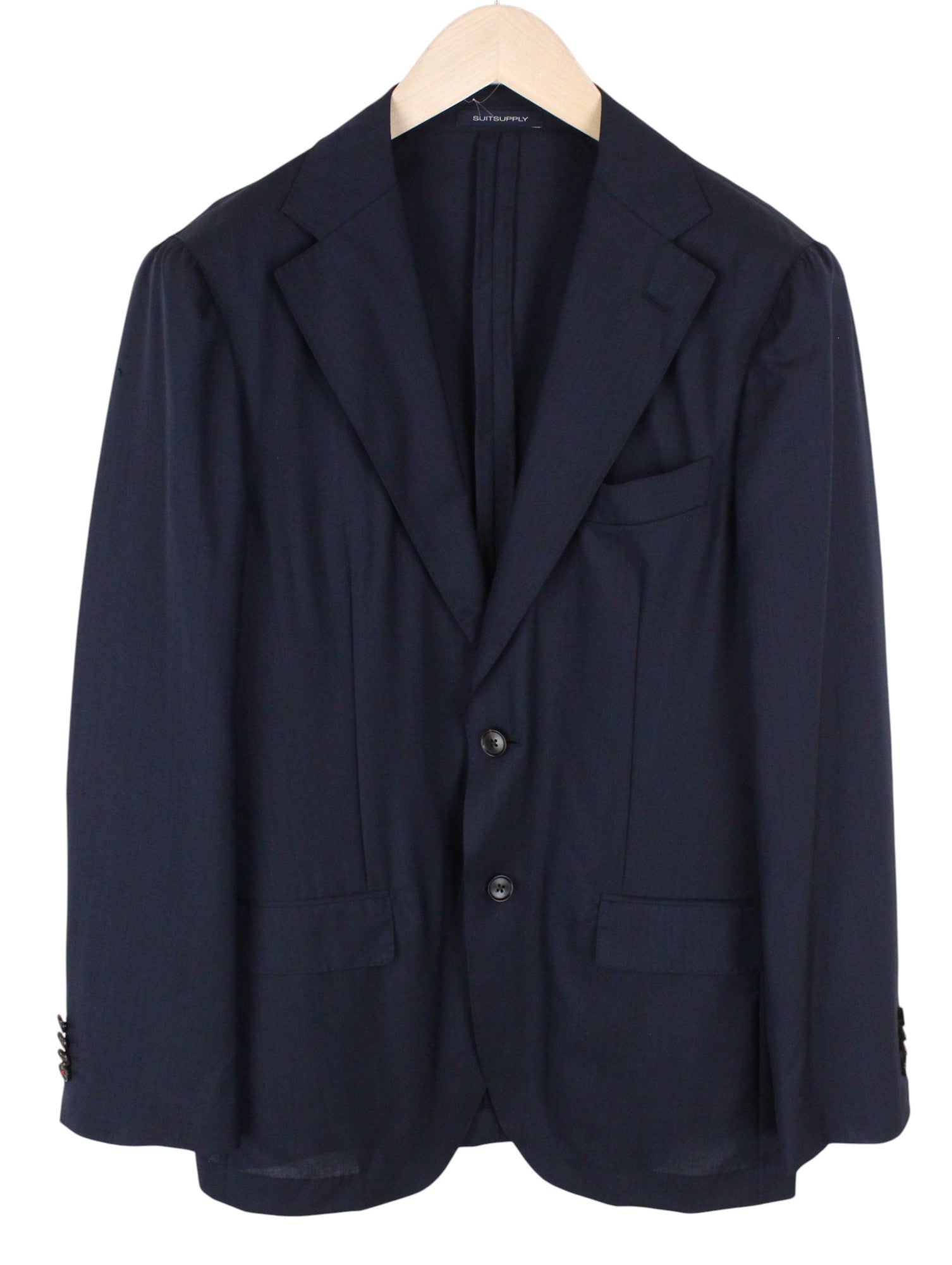 SUITSUPPLY Havana Suit UK38R Men's Navy Slim 2Pc Wool Silk Blend Melange