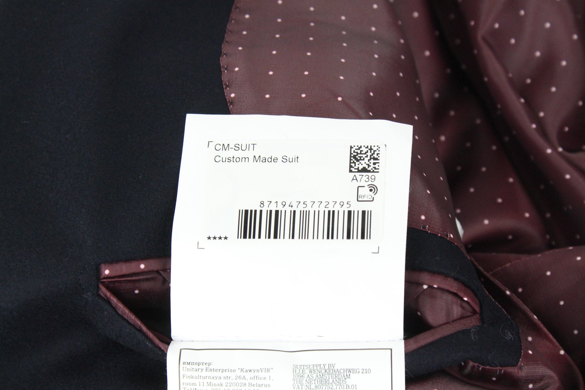 SUITSUPPLY Sienna Men's Navy UK38R Wool 2-Piece Suit Single Breasted Classic