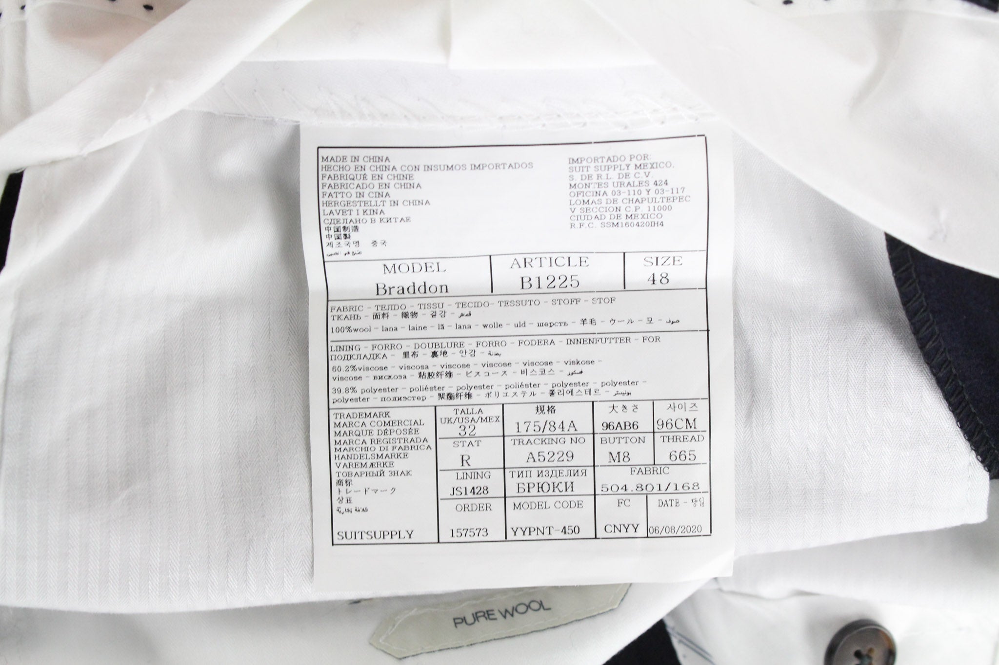 SUITSUPPLY Sienna Men's Navy UK38R Wool 2-Piece Suit Single Breasted Classic