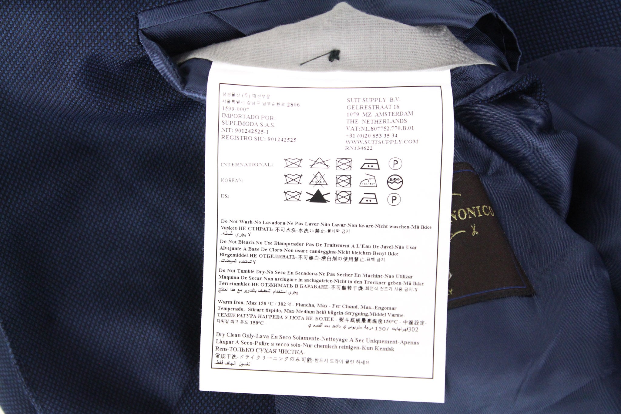 SUITSUPPLY Sienna Men's UK40S Formal Suit Blue Super 130's Wool 2-Piece