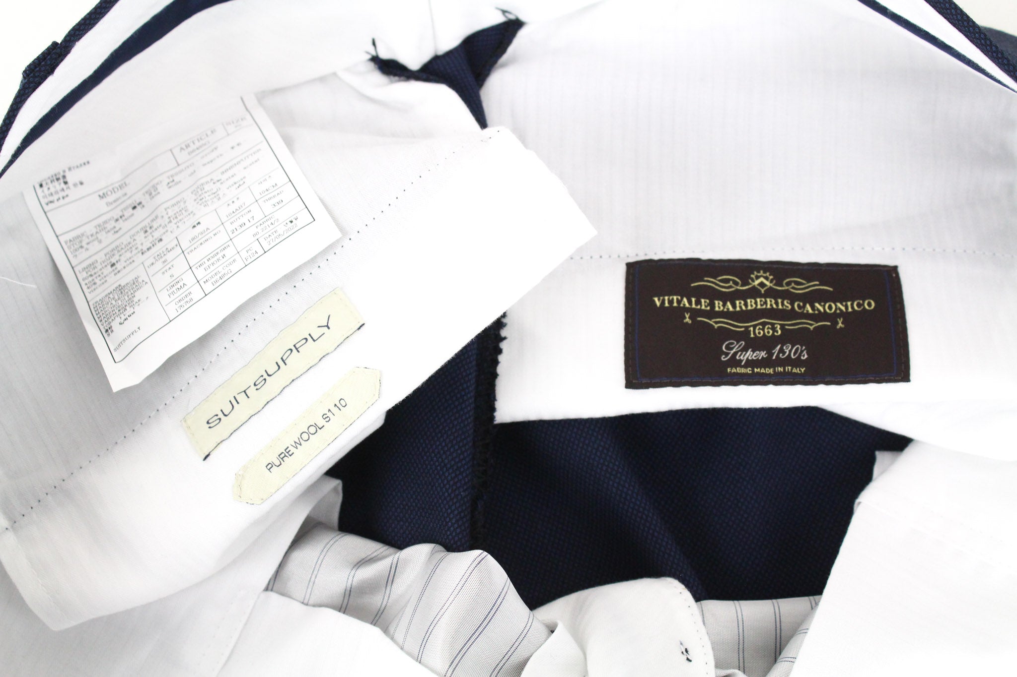 SUITSUPPLY Sienna Men's UK40S Formal Suit Blue Super 130's Wool 2-Piece