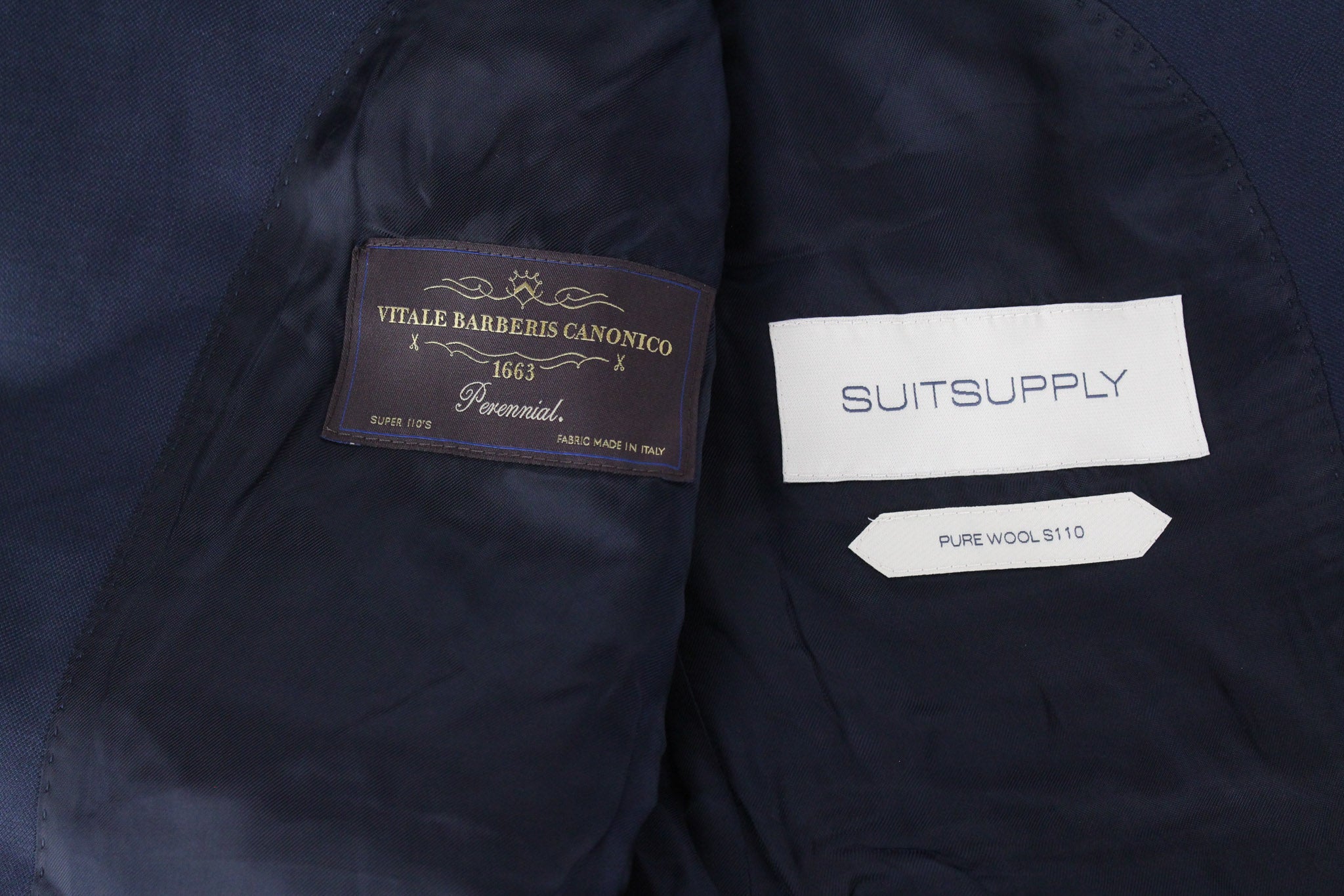 SUITSUPPLY Lazio Men's UK42S Slim Formal Suit Super 110's Blue Wool 2-Piece