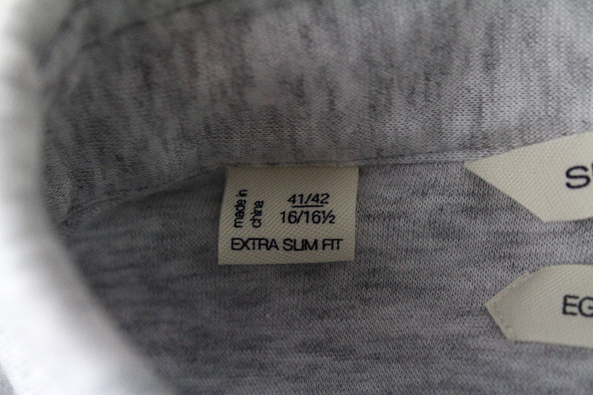 SUITSUPPLY Men's Spread T-Shirt 41/42/16/16.5 Grey Slim Fit Polo Cotton Tee