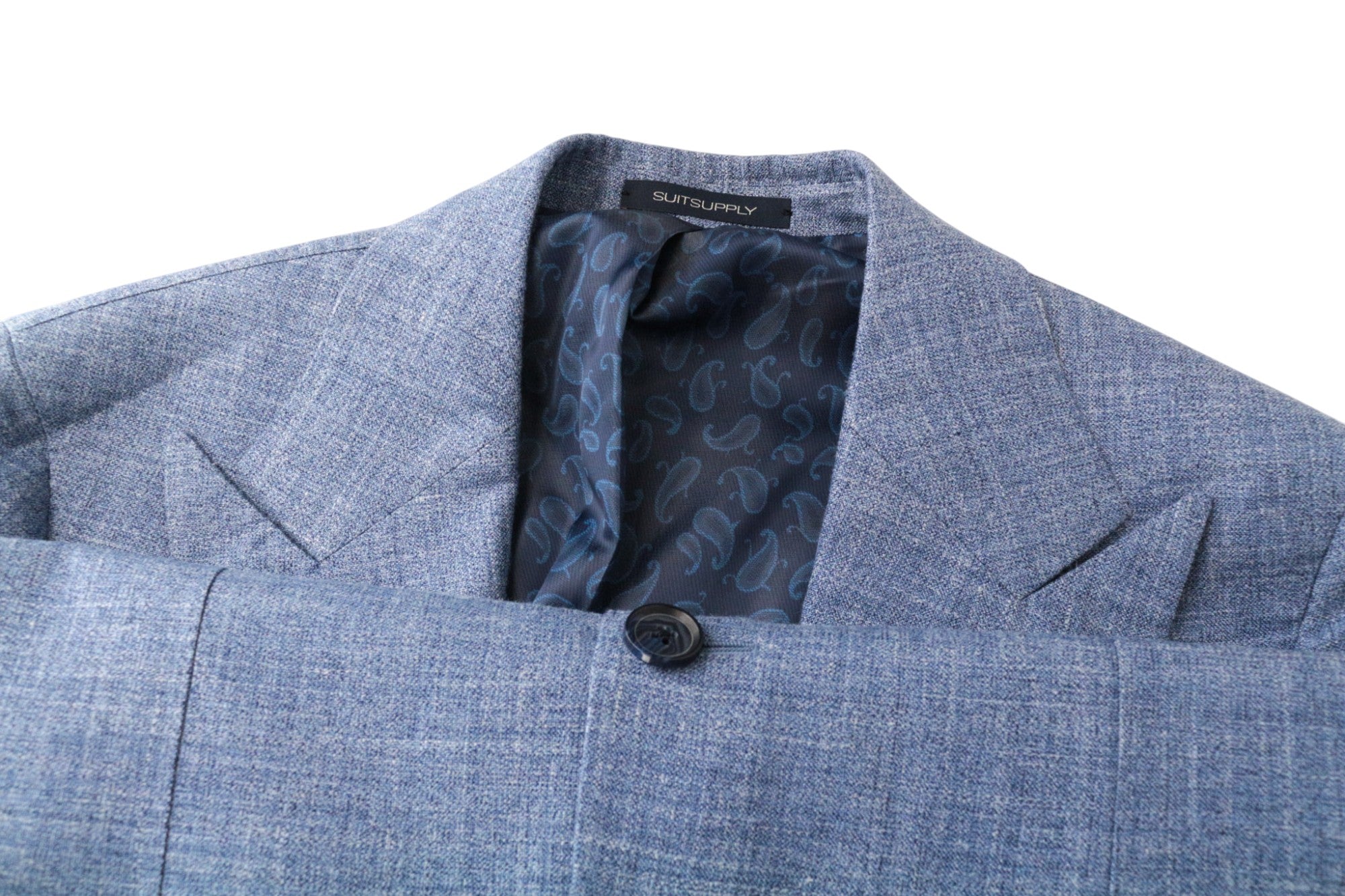 SUITSUPPLY La Spalla Men's UK36S Suit Wool Silk Linen Blue Slim 2-Piece