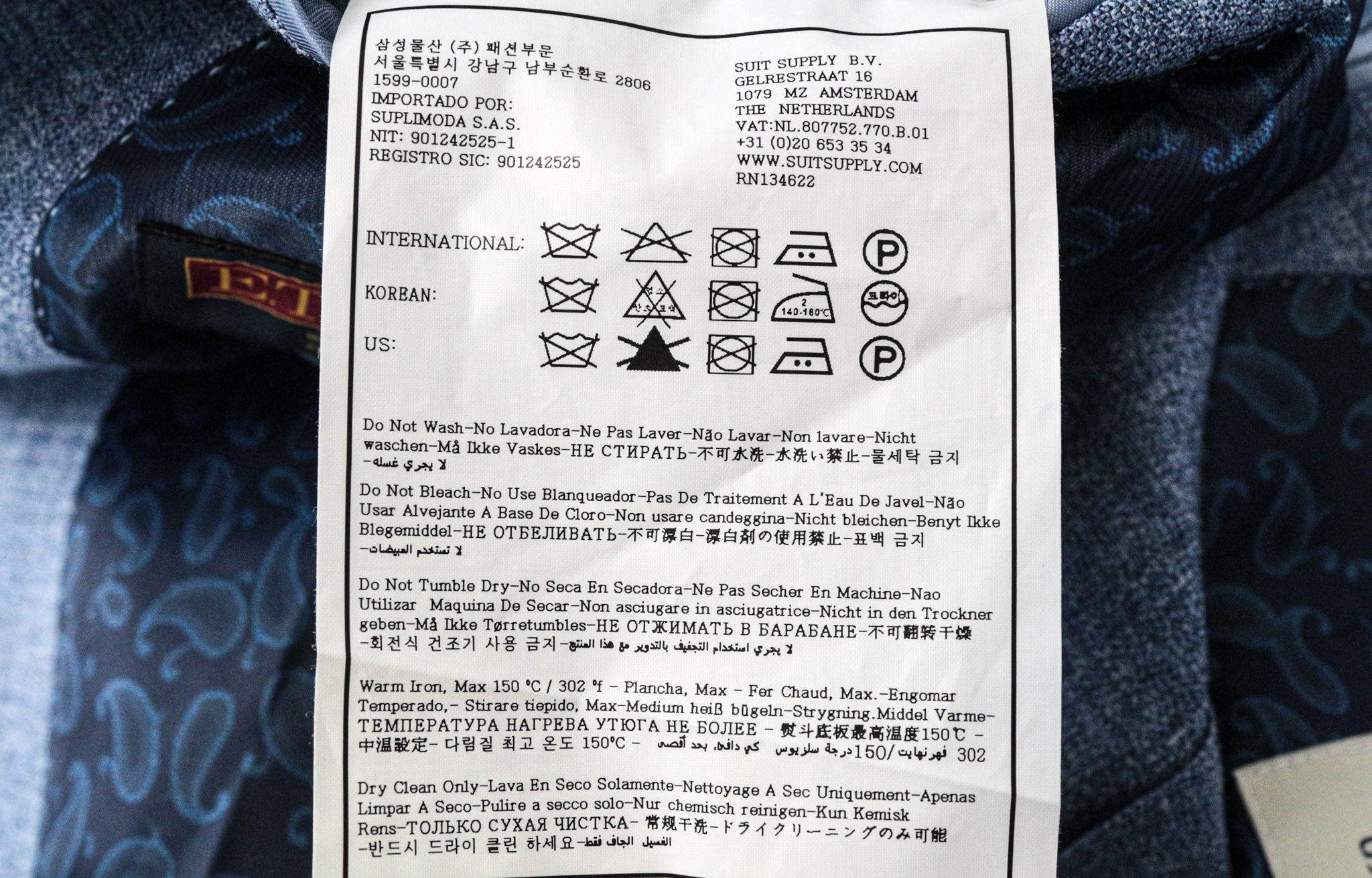 SUITSUPPLY La Spalla Men's UK36S Suit Wool Silk Linen Blue Slim 2-Piece