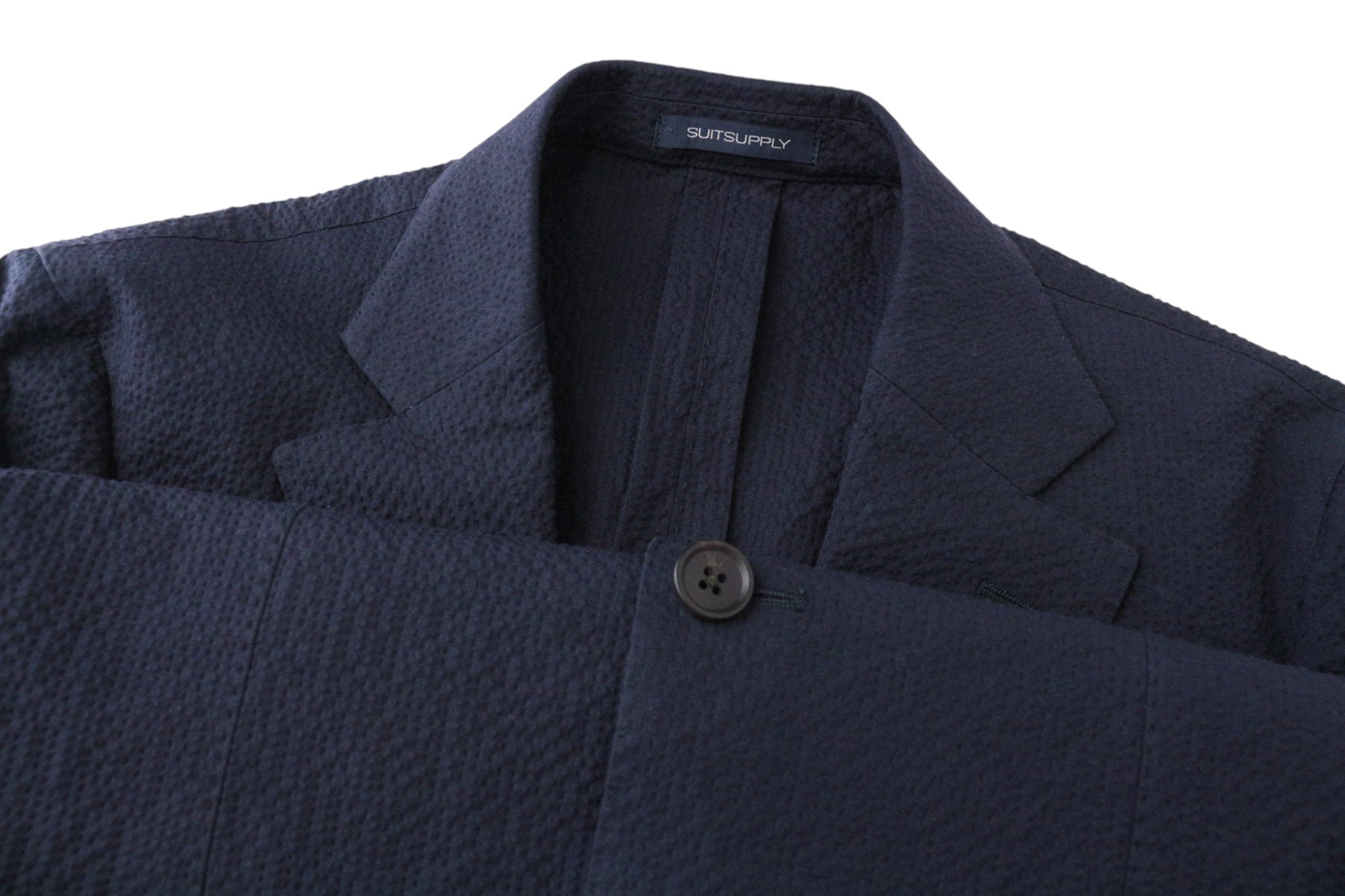 SUITSUPPLY Havana Patch Men's UK38R Navy Slim Cotton Stretch Suit 2-Piece