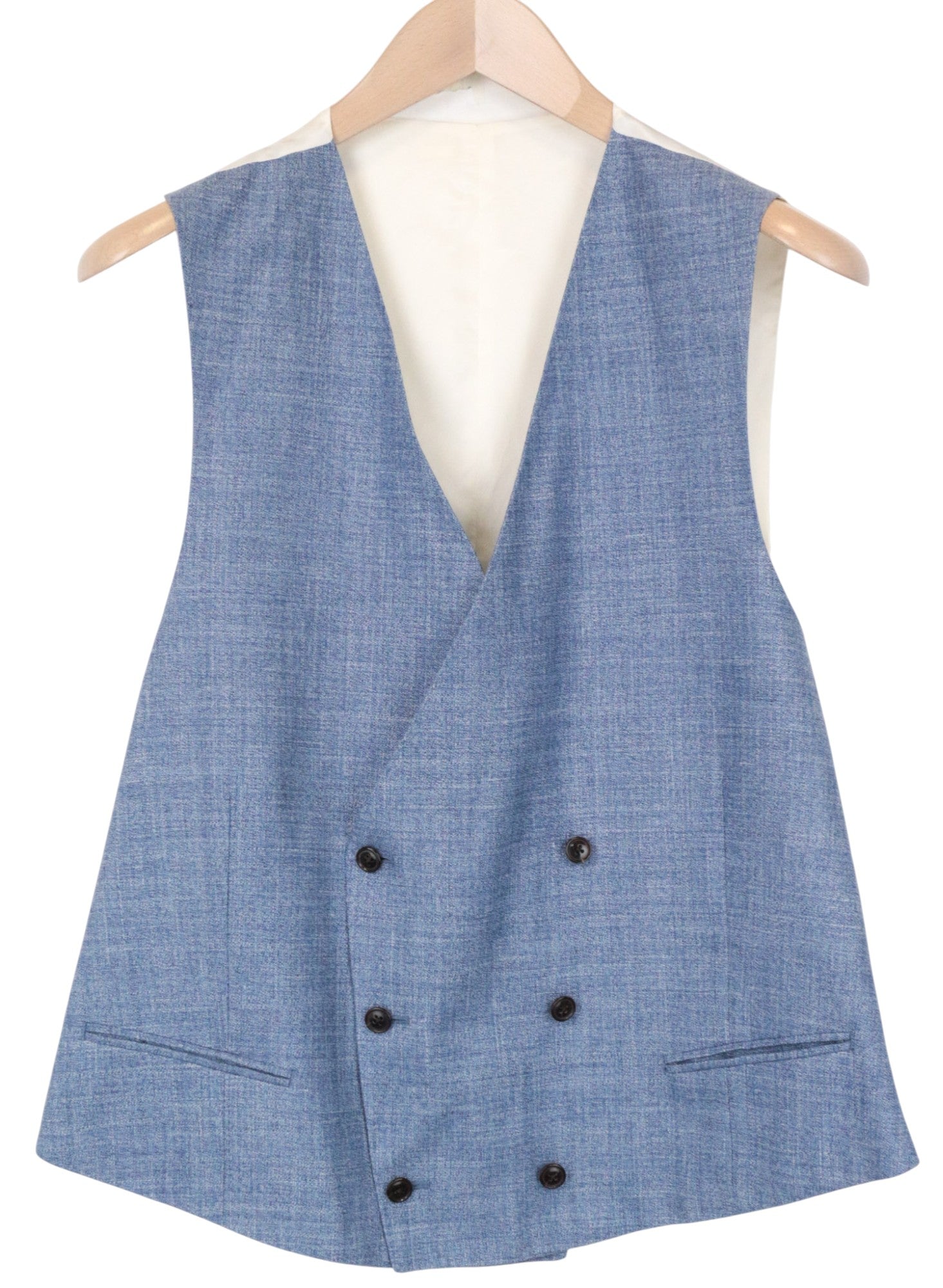 SUITSUPPLY La Spalla Men's UK40S Suit Blue Slim 3-Piece Wool Silk Melange