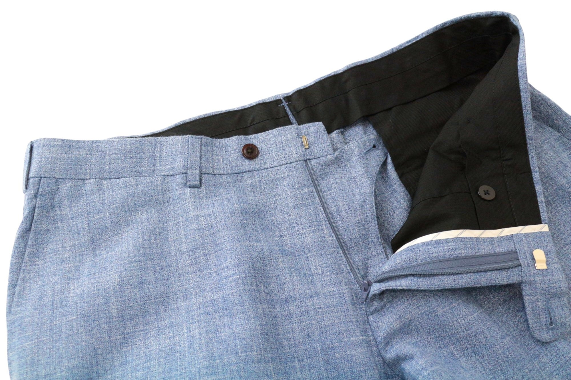 SUITSUPPLY La Spalla Men's UK40S Suit Blue Slim 3-Piece Wool Silk Melange