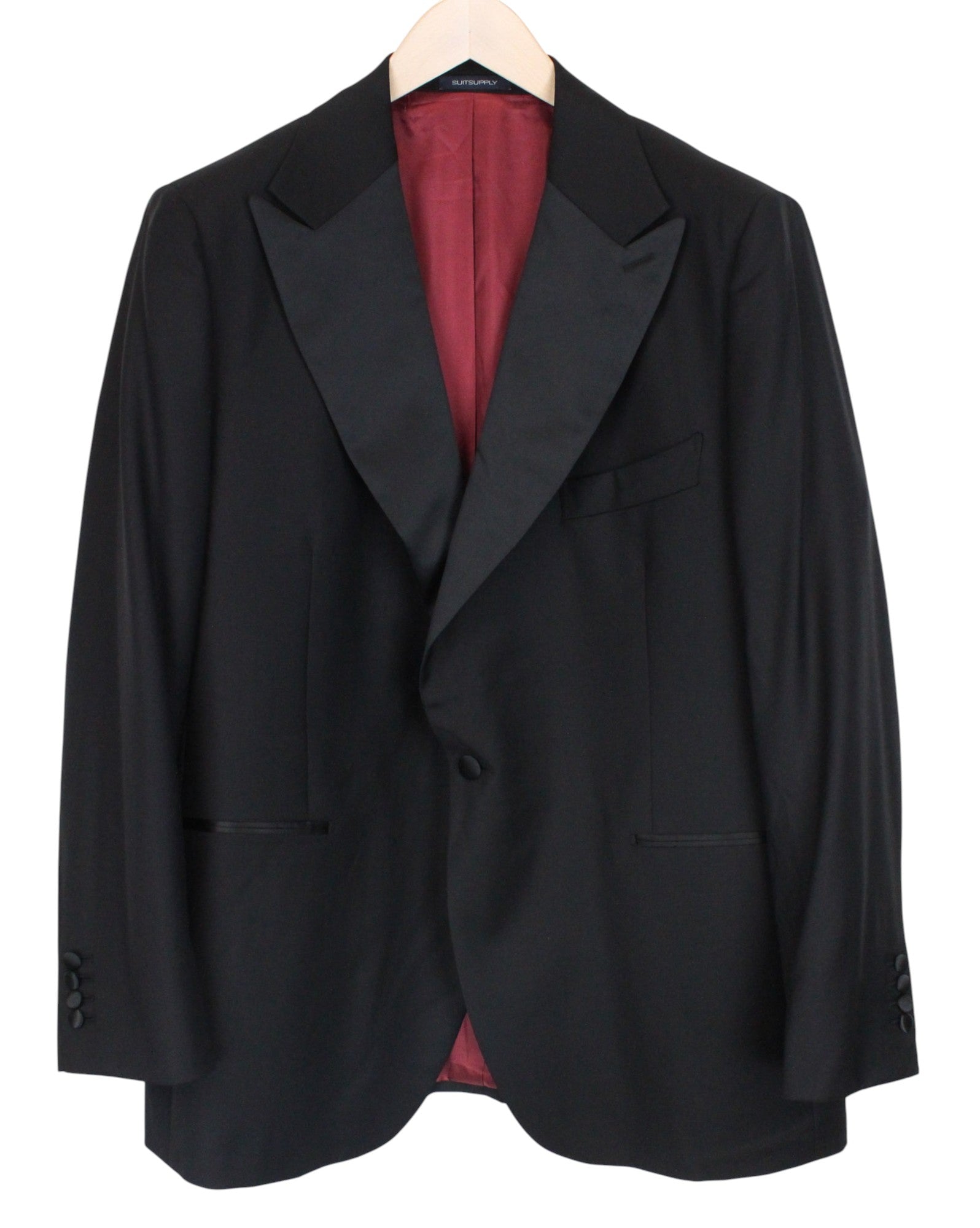 SUITSUPPLY La Spalla Men's Suit UK52S Slim Black Tux Wool 2Pc Perennial