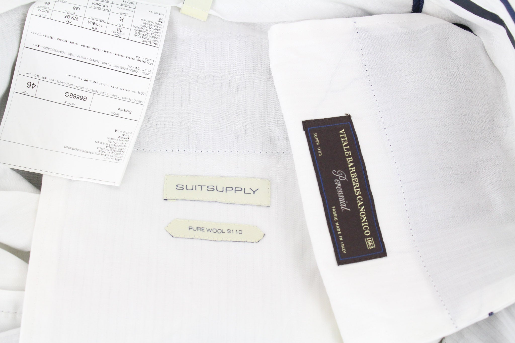 SUITSUPPLY La Spalla Men's Suit UK36L Wool S110s Mid-Blue Sharkskin 2-Piece