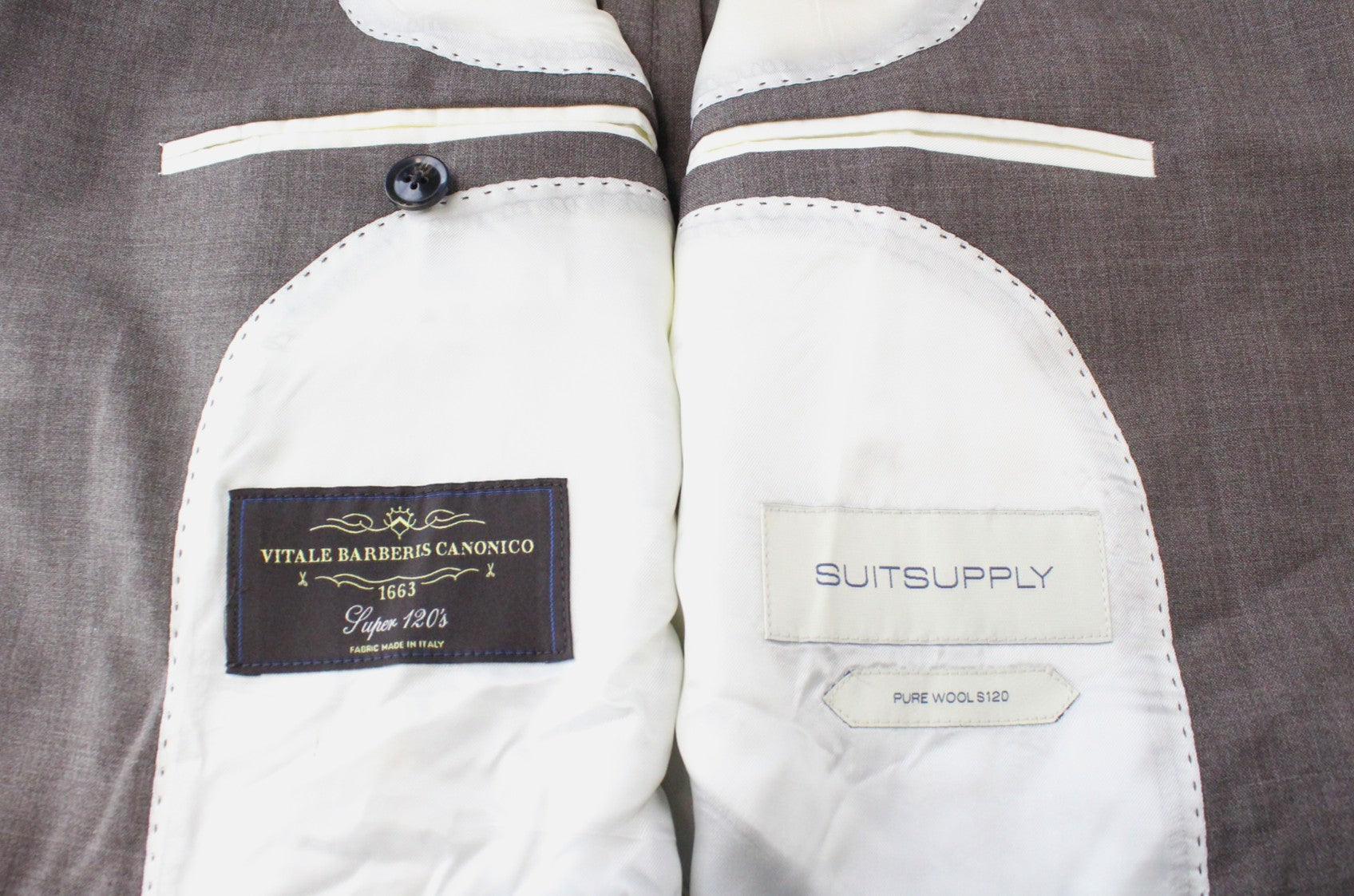 SUITSUPPLY Havana Patch Men's Suit UK40R Wool S120s Light Brown Slim 2 Piece