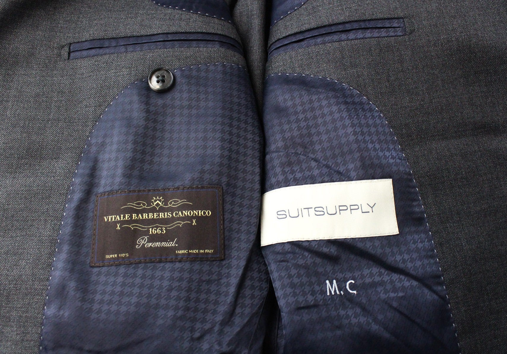 SUITSUPPLY La Spalla UK34S Men's Grey 2-Piece Wool Suit Formal Notch Lapel
