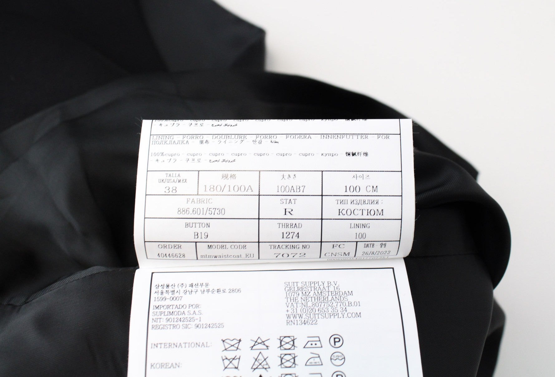 SUITSUPPLY La Spalla Men's Suit UK36R Navy Wool 3 Piece Single Front