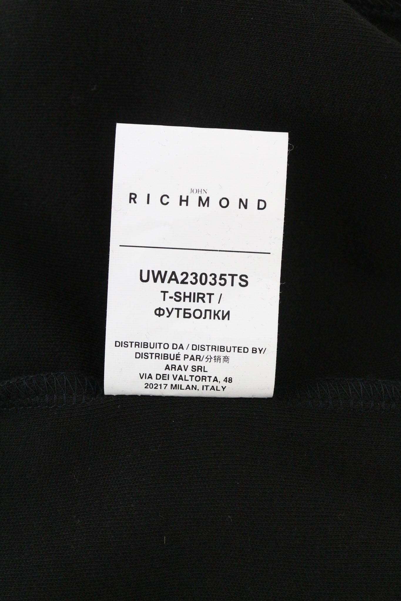 JOHN RICHMOND Women's T-Shirt S Black Shoulder Pads Short Sleeve Logo Print