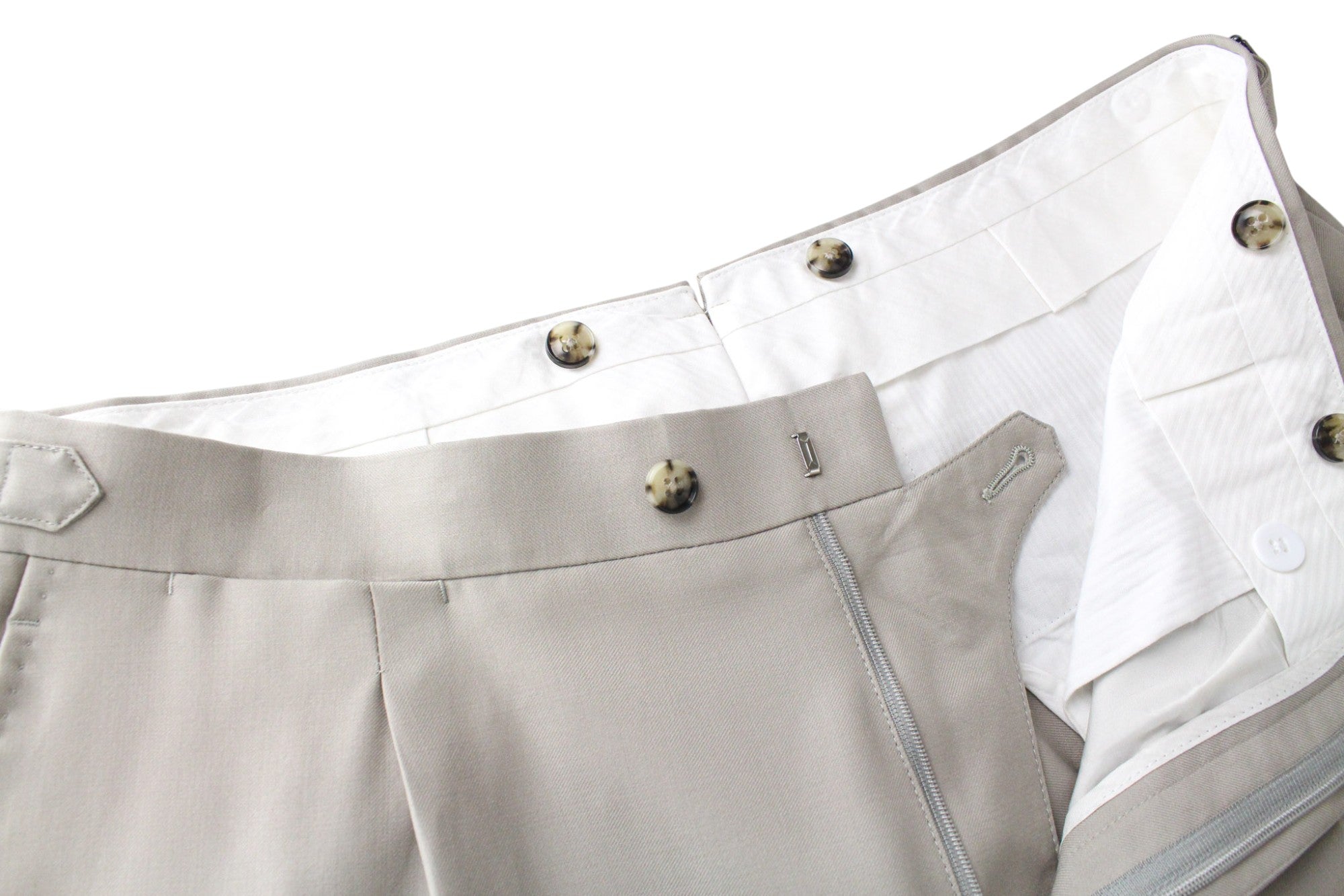 SUITSUPPLY La Spalla Men Suit UK44S Light Beige 2-Piece Slim Melange Wool Twill