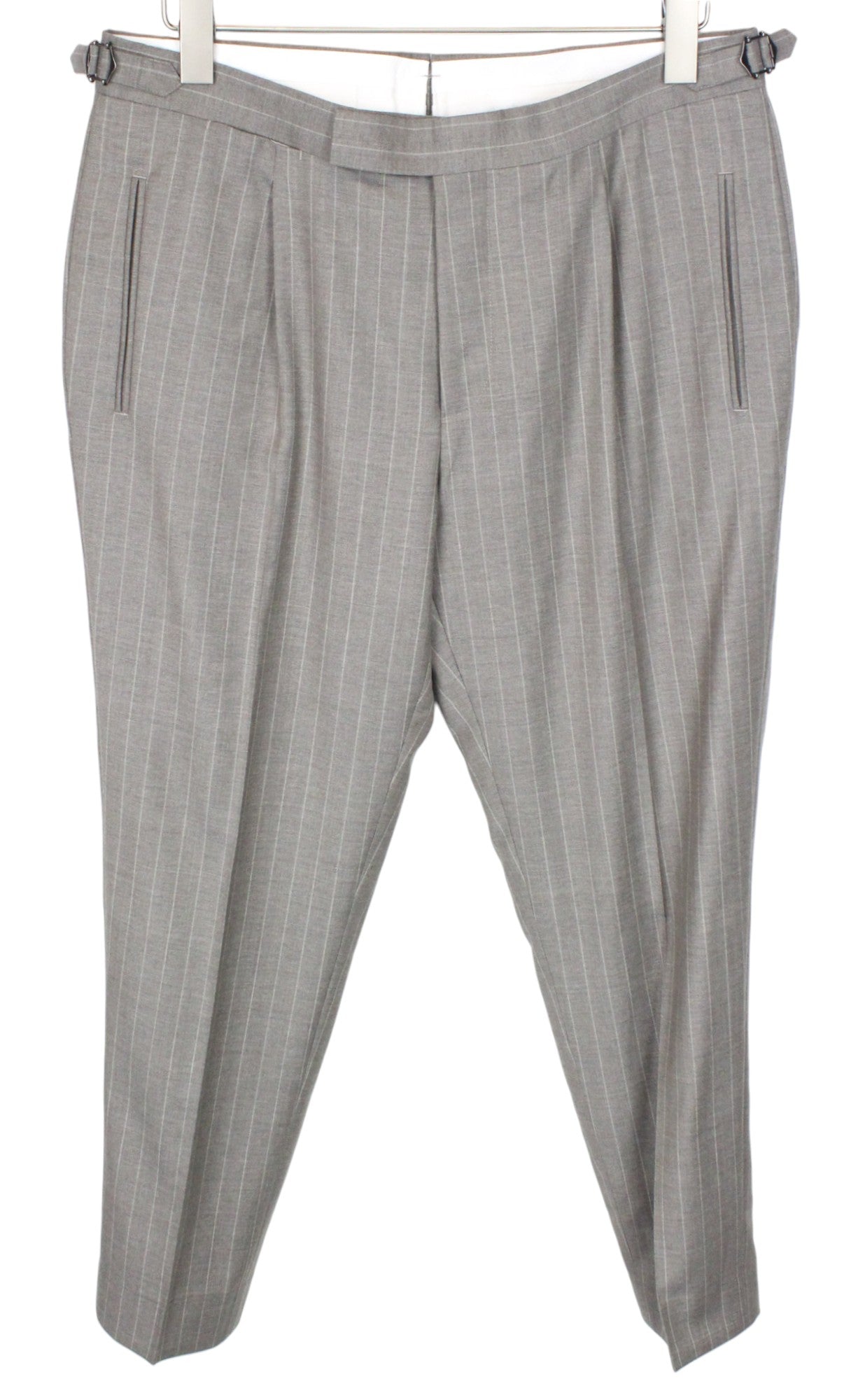 SUITSUPPLY La Spalla Men's Suit UK42S Brown Slim 2Pc Pure Wool Twill Striped