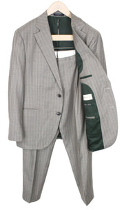 SUITSUPPLY La Spalla Men's Suit UK42S Brown Slim 2Pc Pure Wool Twill Striped