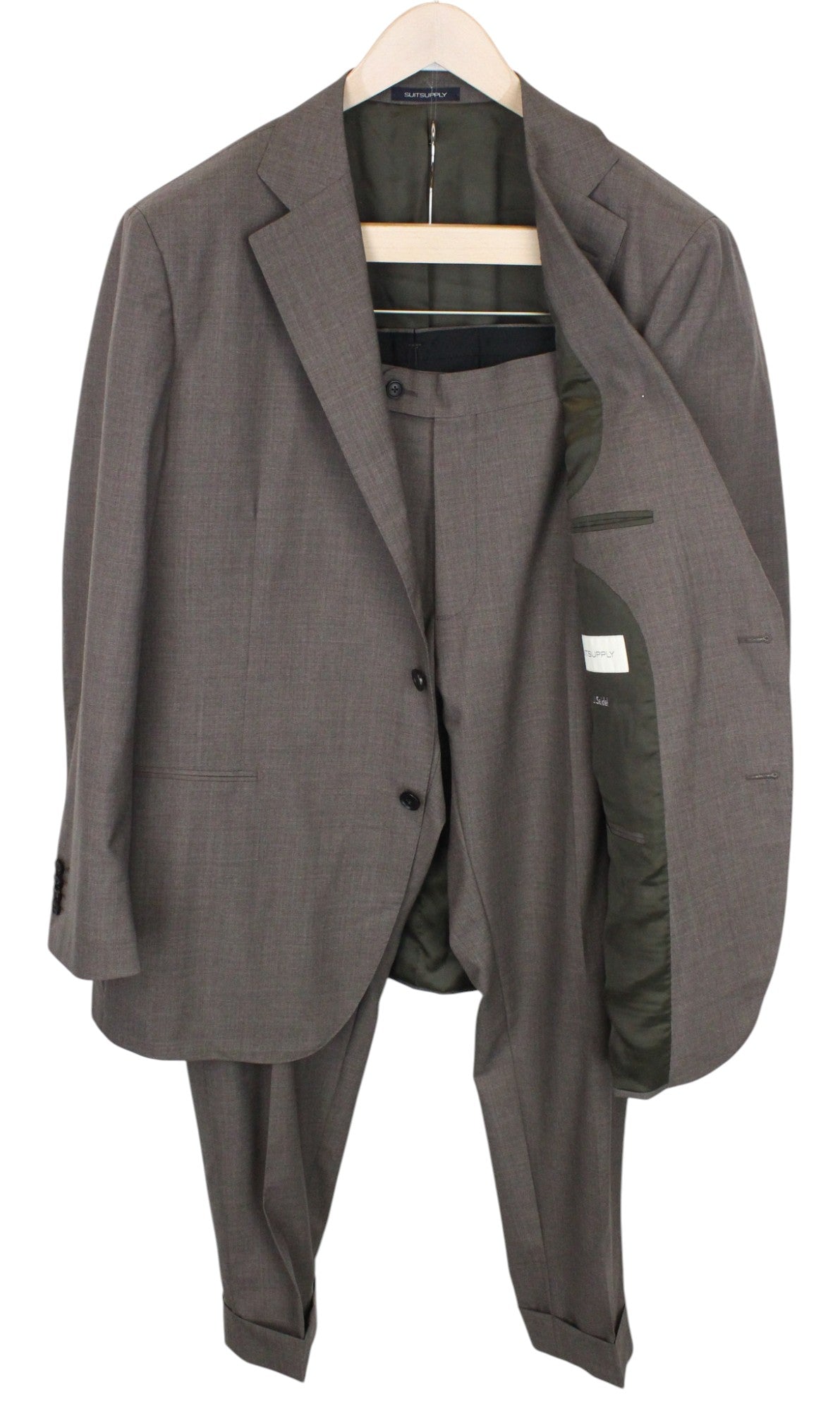 SUITSUPPLY La Spalla Men's Suit UK48R Brown Slim Wool Tropical S120 2Pc Melange