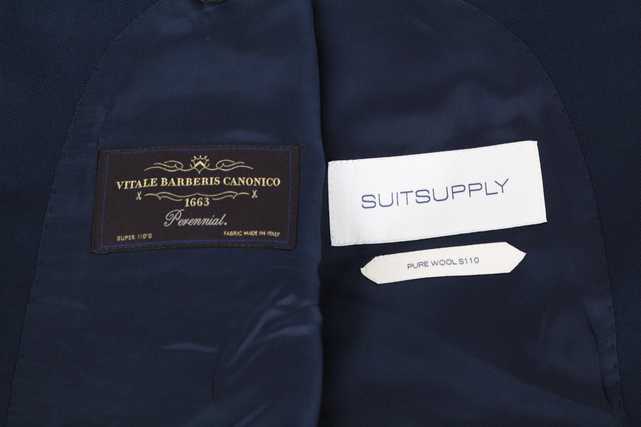 SUITSUPPLY Lazio Men's Suit UK40R Blue Super 110's Wool Slim Unlined 2 Pc
