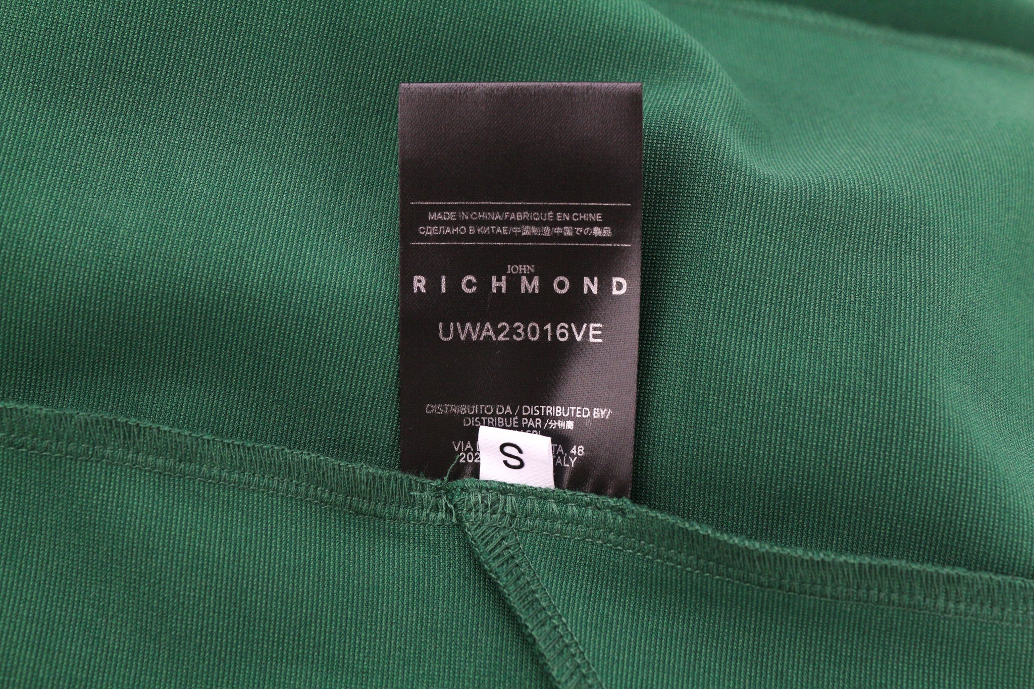 JOHN RICHMOND moteriška suknelė S žalia su iškirpte ir logotipu ilgomis rankovėmis 