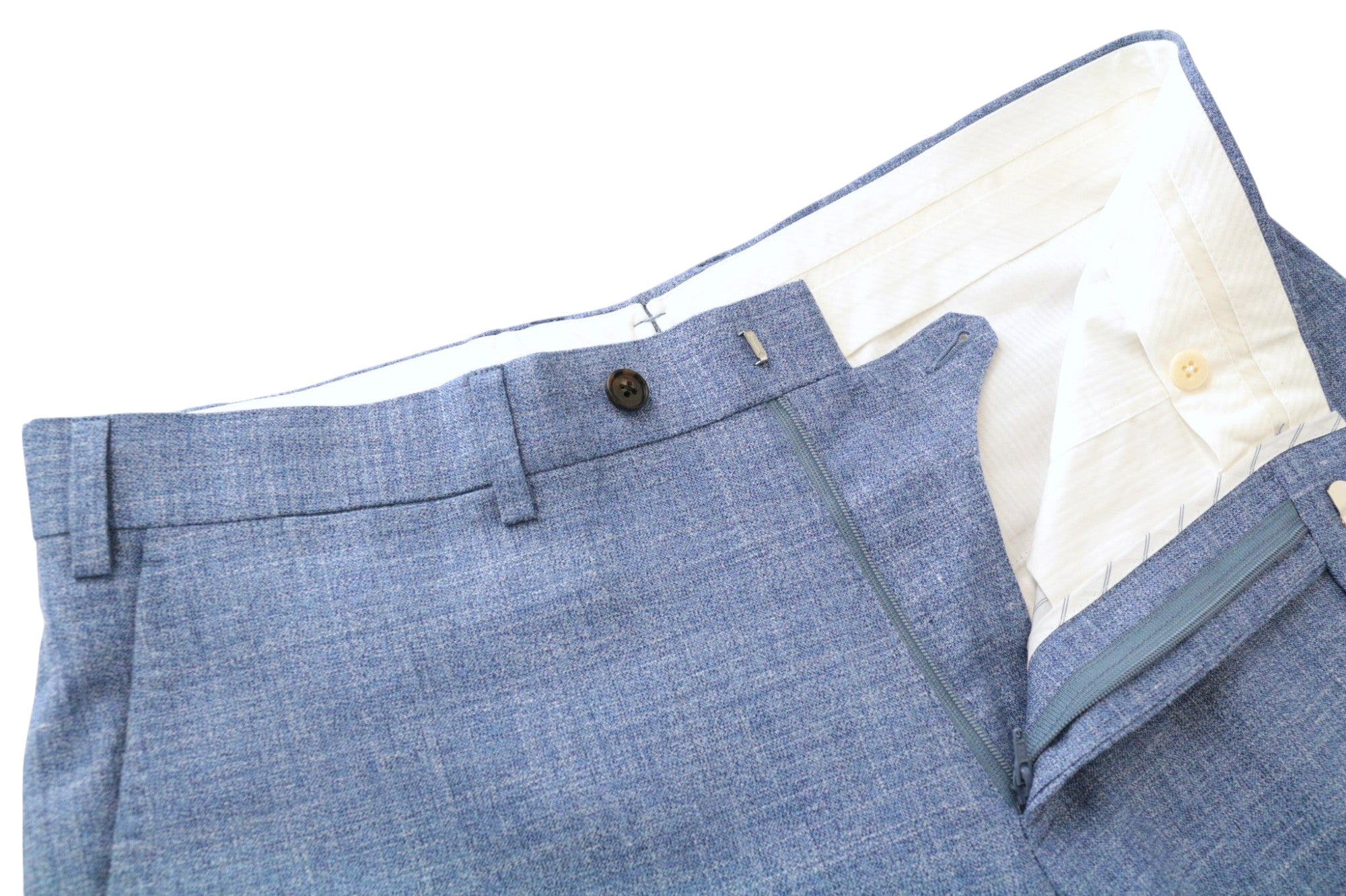 SUITSUPPLY Lazio Men's Suit UK38R Slim Blue Wool Silk Linen Classic 2-Piece