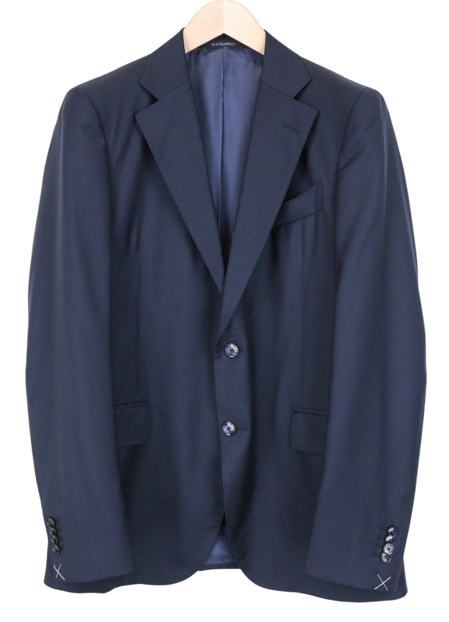 SUITSUPPLY La Spalla Men's Suit UK38R Blue Slim Wool 2Pc Melange S110s Perennial