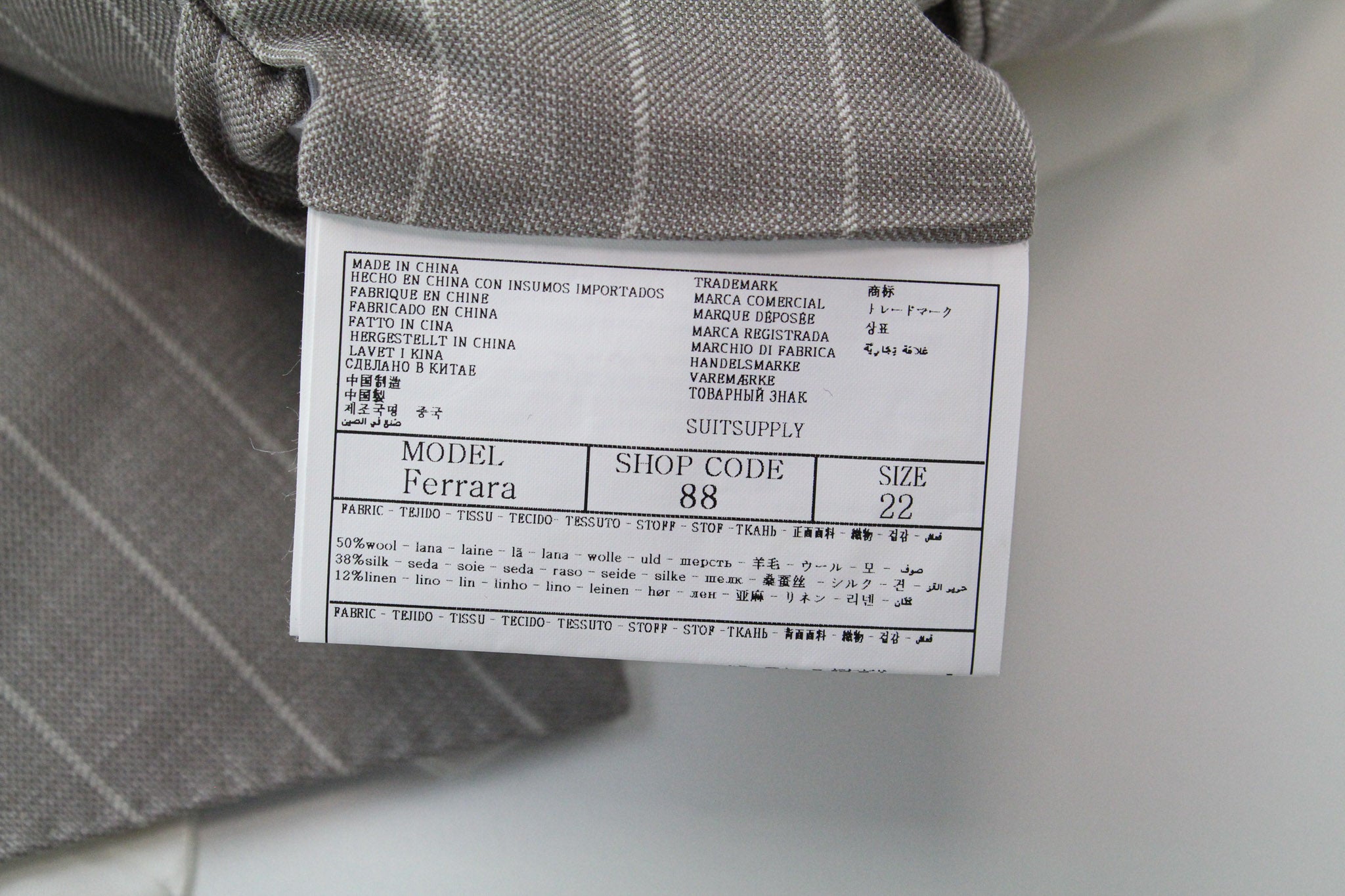 SUITSUPPLY La Spalla Men's UK34S Suit Taupe Striped Wool Silk Linen 3 Piece