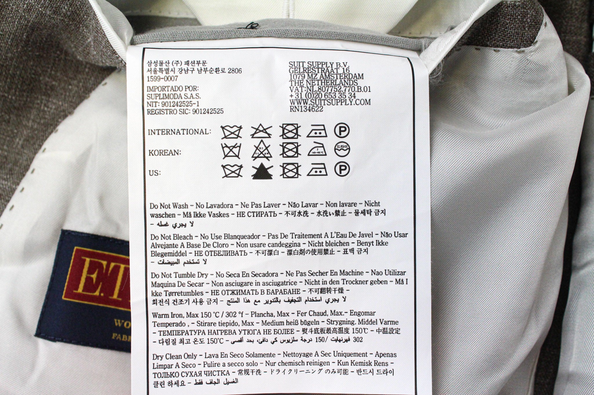 SUITSUPPLY La Spalla Men's UK44L Single-Breasted Brown Wool Silk Linen 2 Piece