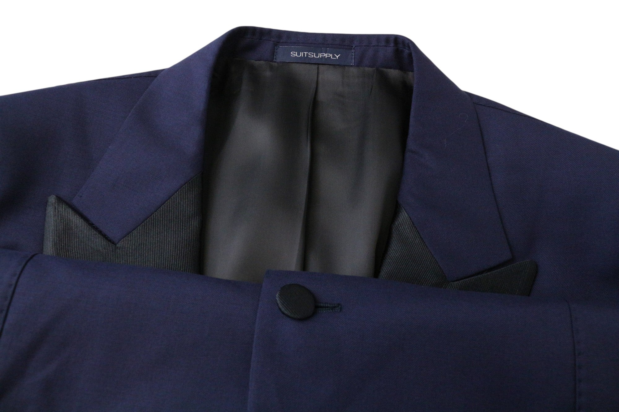 SUITSUPPLY Lazio Tuxedo Men's Suit UK42R Blue Slim S130s Wool 3Pc Peak Lapel